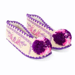 Minas Traditional Greek Woolen Slippers with Leather Soles, Size 9